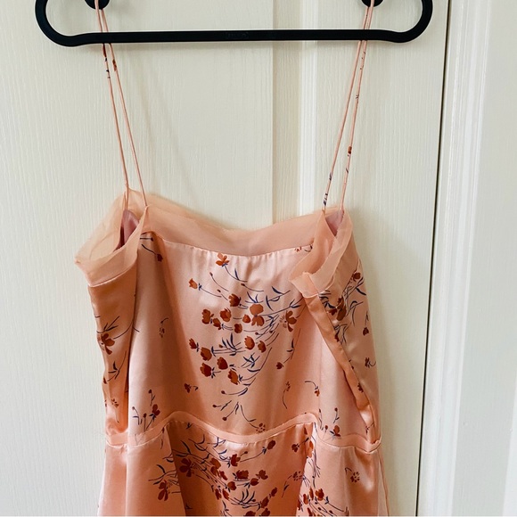 $248 NWT Reformation Irene Blush Pink Floral Print Silk Sleeveless Mini Dress 6 - Picture 9 of 13